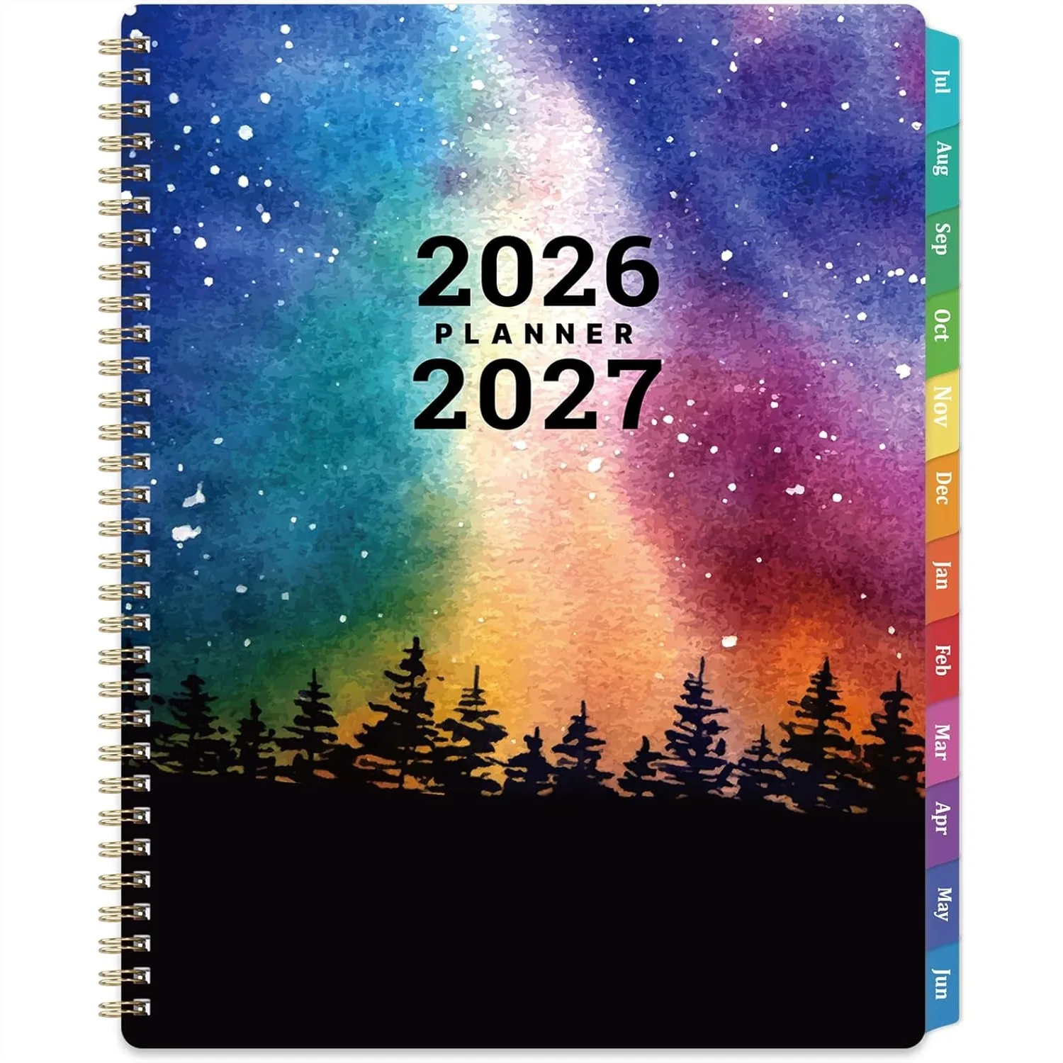 

2026-2027 Academic Planner July 2026-June 2027, 8x10 Weekly Monthly Planner with Colorful Tabs and Pocket, Spiral Binding Galaxy