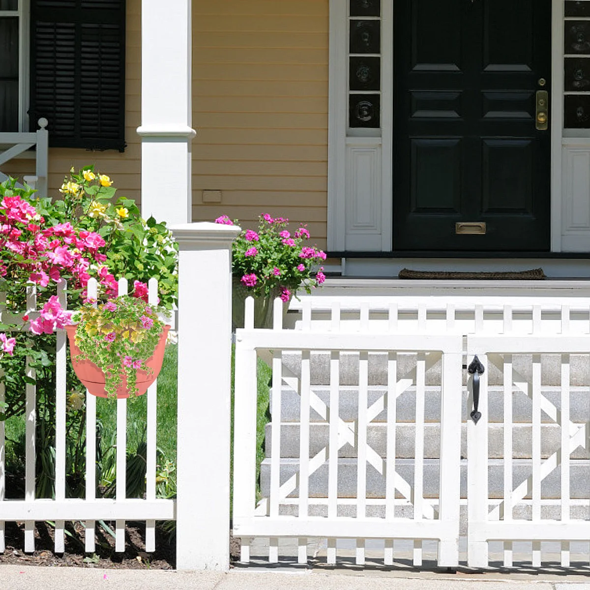 

Semi-Circular Imitation Pattern Hanging Flower Pot European Style Wall Mounted Flower Planter Desktop Balcony Decoration