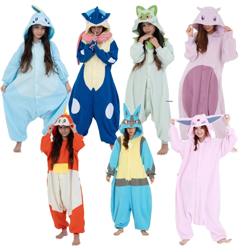 ホットポケモンリザードンルカリオグレンニンジャゲンガー-ミュウツーコスプレ衣装大人用アニメパーティーコス衣装かわいいワンピースパジャマ