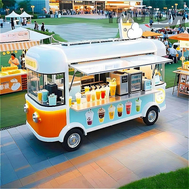 All in One Mobile Catering Cart Customized Fry Station Wagon Ventilation Hood Fryer and Prep Area for School Campus Food Service