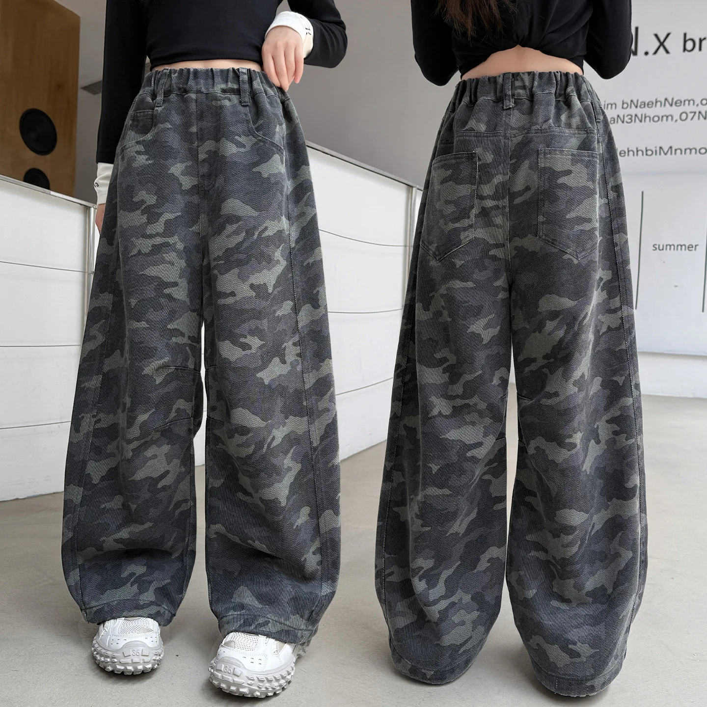 Unisex Kids Tactical Camo Cargo Pants for Boy Girls Military Camouflage Trackpants with Pocket Child Casual Outdoor Trousers