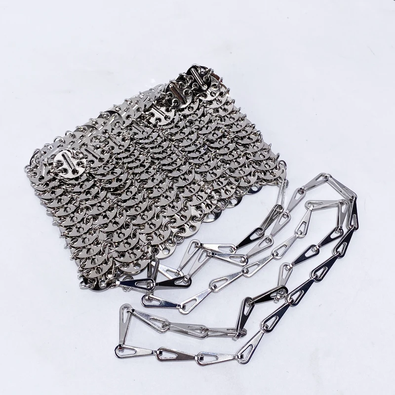 Ladies Metallic Evening Bags For Women Luxury Designer Handbags Purses 2024 New In Woven From Metal Sheets Hollow Mini Shoulder