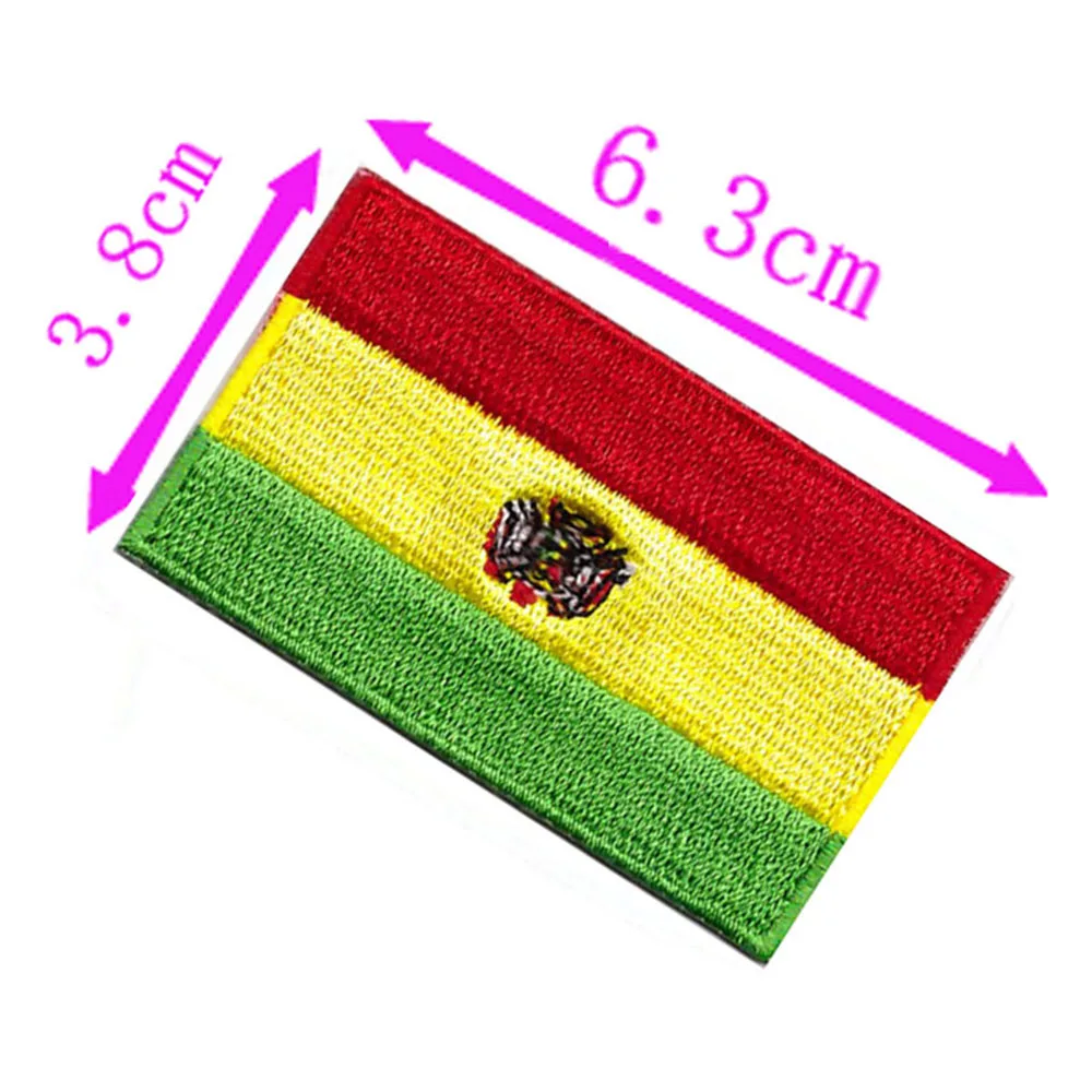 Bolivia Country Flag Embroidery Patch 6.3cm Wide High Quality Iron On Sew On Backing/Hand Craft/Applique/Hot Cut