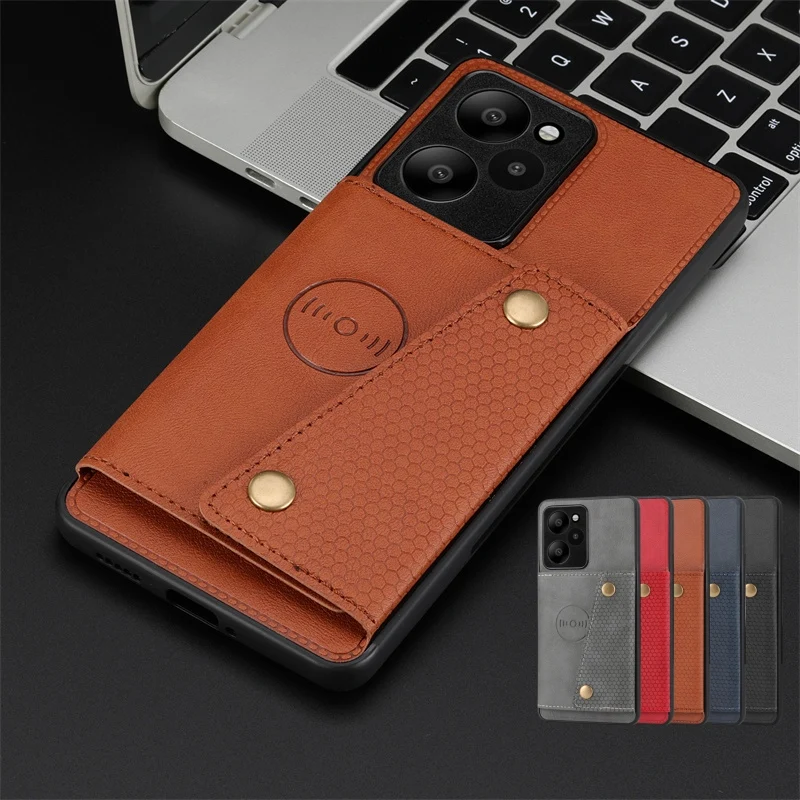 For Xiaomi Redmi 12 5G Case Magnetic Car Holder Leather Wallet Case For Xiaomi Redmy 12 Redmi12 5G Multi Card Slots Back Cover