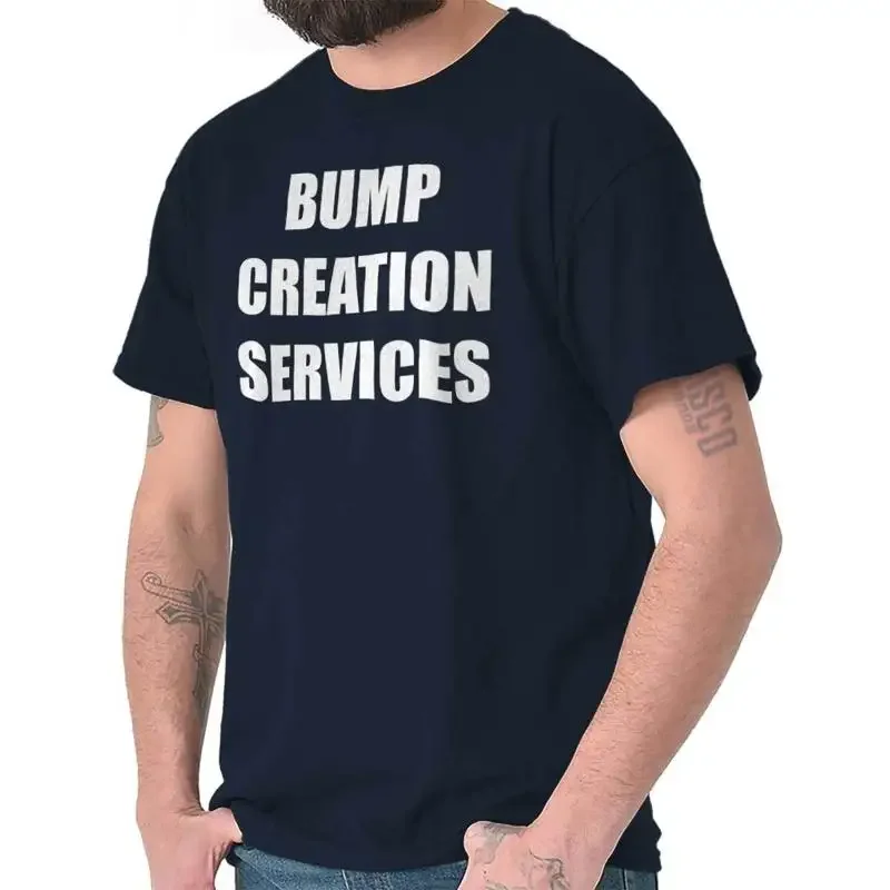 Pregnancy Announcement Bump Creation Service Mens Casual Crewneck T Shirts Tees