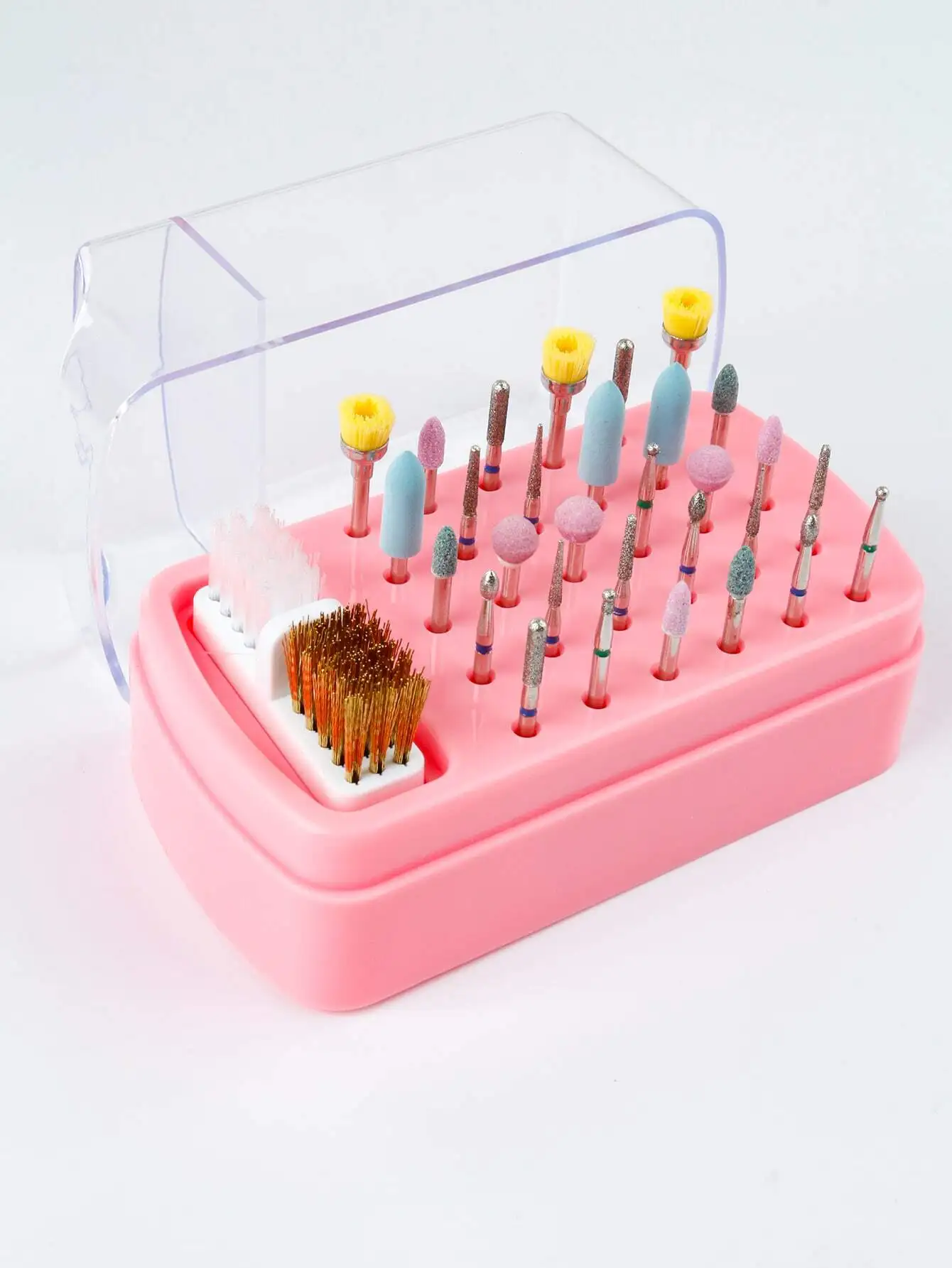 

30-Hole Nail Polish Polishing Head Cleaning & Storage Box, Two-In-One, Portable. Nail Art Tools for Back-to-School Season. Suitable for Sticky Nail Art.