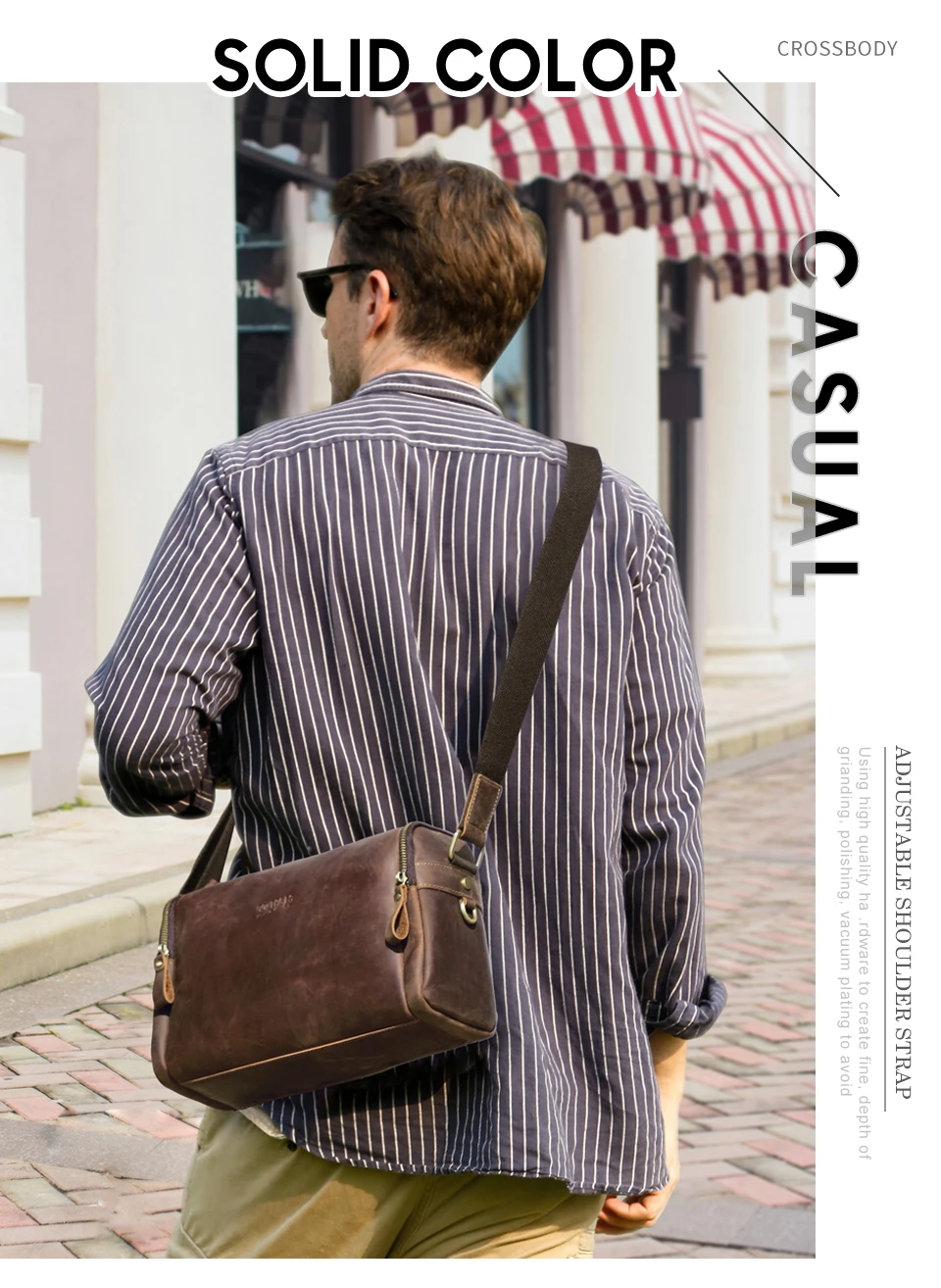 Crazy Horse Leder Männer Handtasche Designer Vintage Crossbody-tasche Kleine Strap Sling Schulter Tasche Luxus Marke Messenger Taschen Neue – Detail 3
