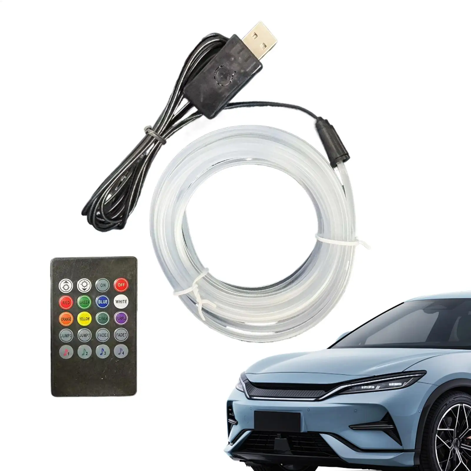 Ambient Lighting Car 7-Color Voice-Activated LED Strip Lights Automotive Trim For Dashboard Monitor Eaves Shelf Courtyard