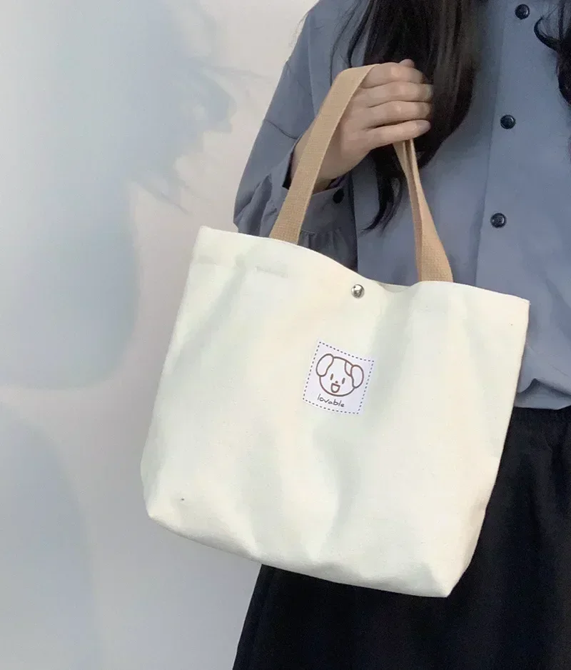 SSN1 Bolsos de mano de lona a la moda para mujer 2024, tela de algodón pequeña japonesa, bonito Picnic de viaje a mano para mujer