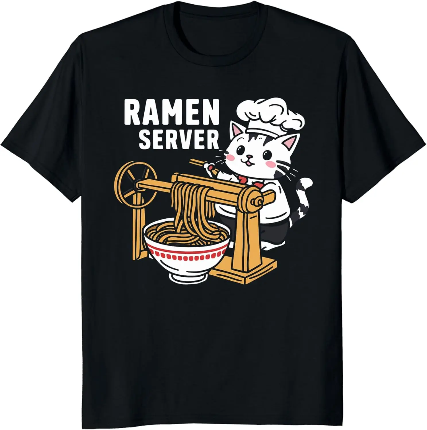 Server T-shirt Anime Kawaii Neko Cat Noodles Shirt Lover Gifts