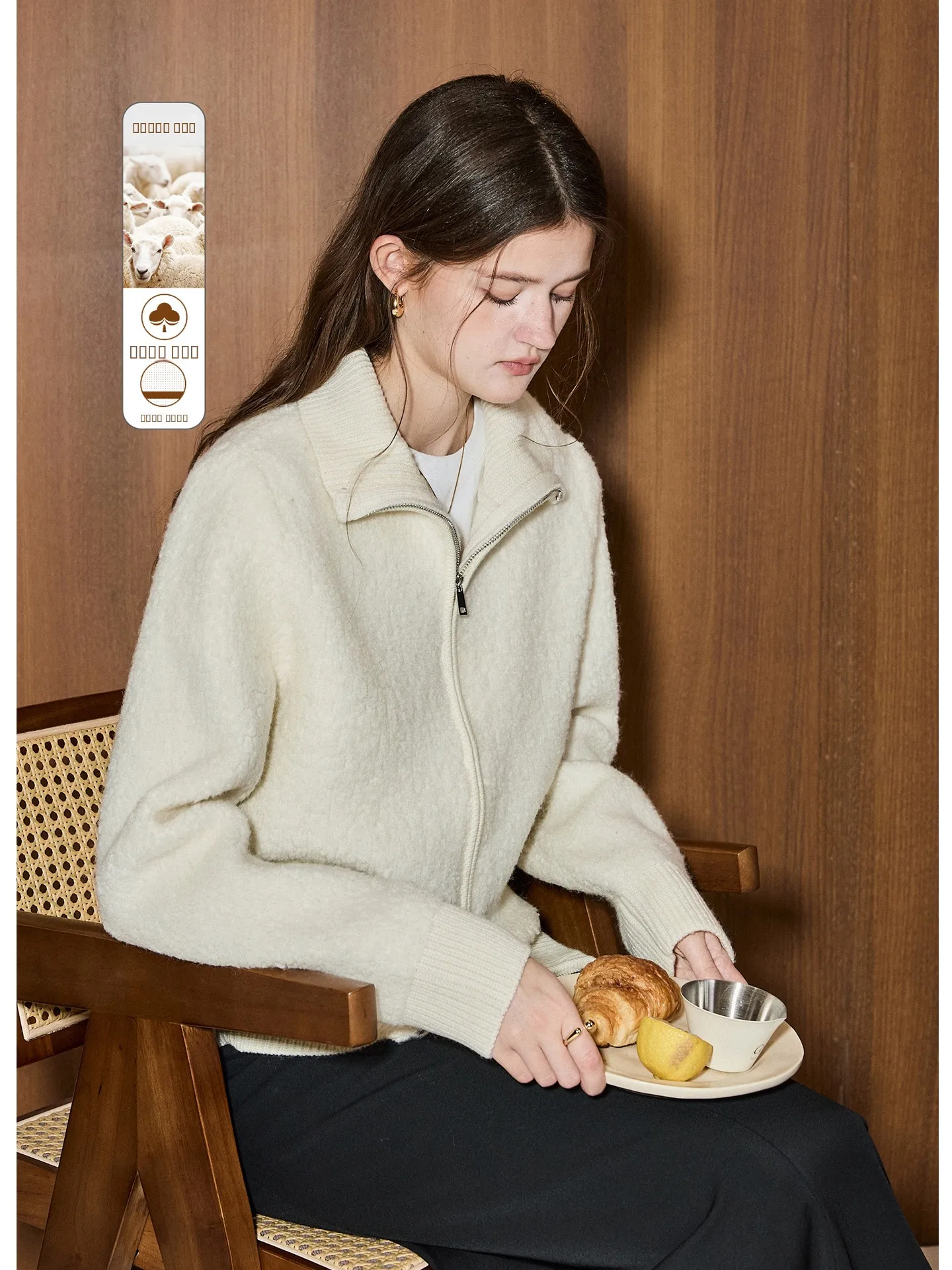 

Кардиган женский вязаный из 100% шерсти, весна 2026, с двойной молнией, повседневный, комфортный, с длинными рукавами, дышащий, мягкий, средней плотности