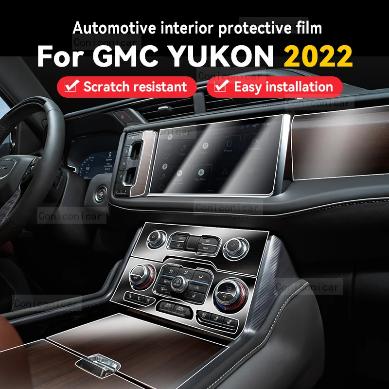 

For GMC YUKON 2022 Gearbox Panel Dashboard Navigation Automotive Interior Protective Film TPU Anti-Scratch Accessories