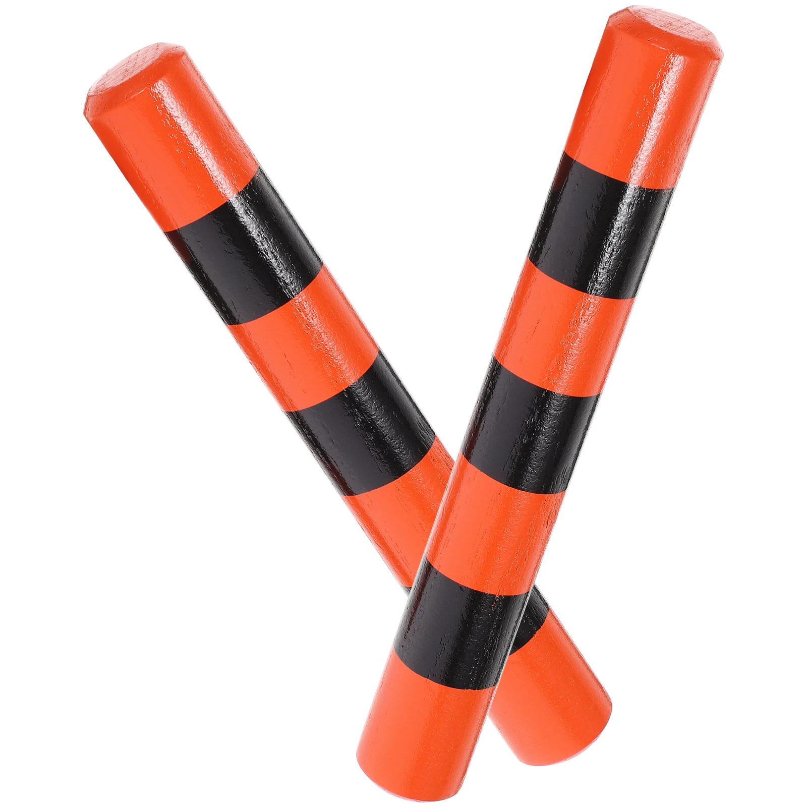 

1 Pair Wooden Rhythm Sticks Striped Percussion Instrument For Smooth Safe Design Black Orange Color Hand-Eye Coordination