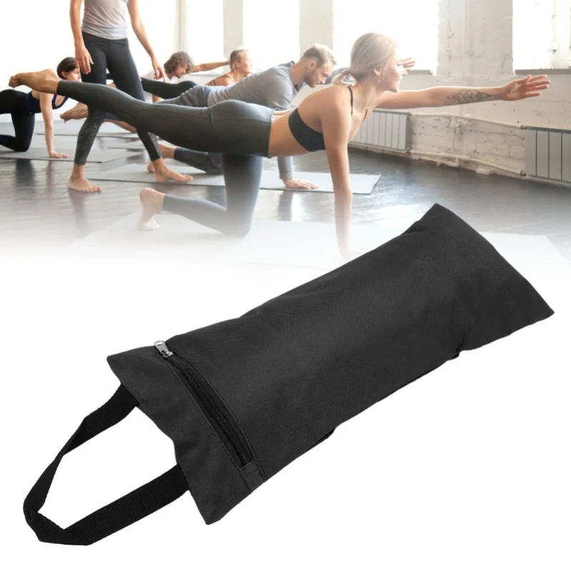 

Yoga Sandbag 3 Colors Zippered Design Oxford Cloth Material Rollable Foldable Weighted Fitness Bag For TrainingBlack 41.5x18 Cm