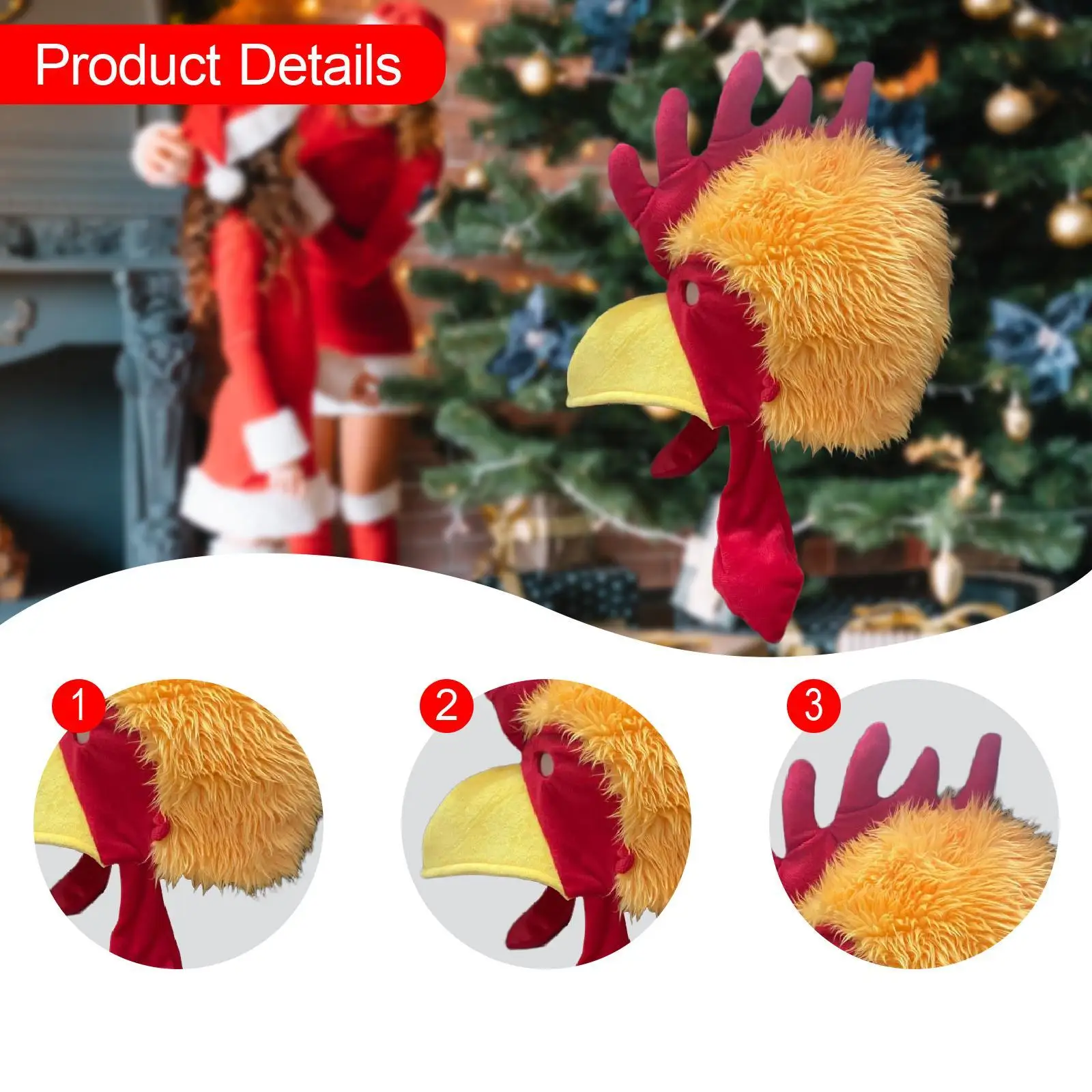Rooster Hat Party Headgear Plush Animal Bird Headwear for Holiday Kids Adults
