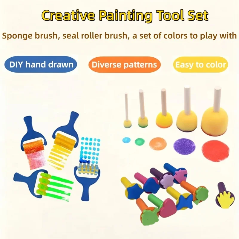 18Pcs Sponge Painting Stamps Set, Foam Art Craft Brushes for DIY Drawing, Creative Tools for Artists & Hobbyists
