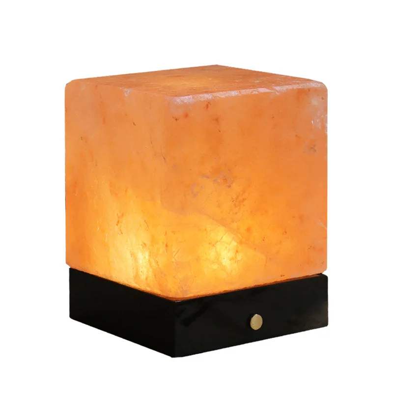 

Medieval retro square table lamp wabi-sabi wind Himalayan salt lamp Pakistan imported natural crystal everbright lamp