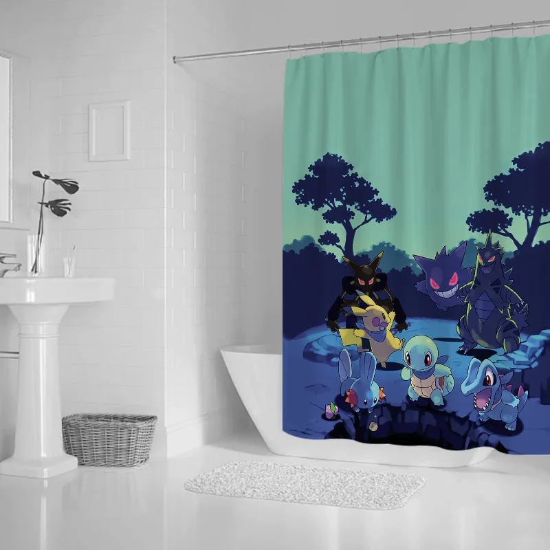 Opaque Waterproof Fabric Bathroom Curtains in the Bathroom Shower Curtains for the Home P-pokemones Shade Curtain Accessories