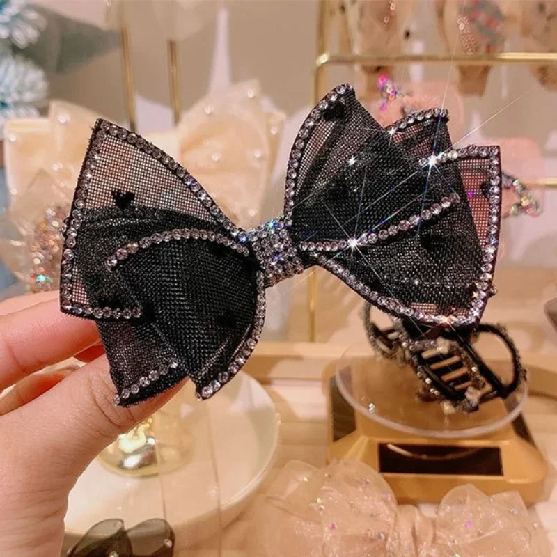 Fashion New Spring Clip Bows Rhinestone Hair Clips Luxury Headdress High-end Hairpin Headwear for Girls Braette Pince Cheveux