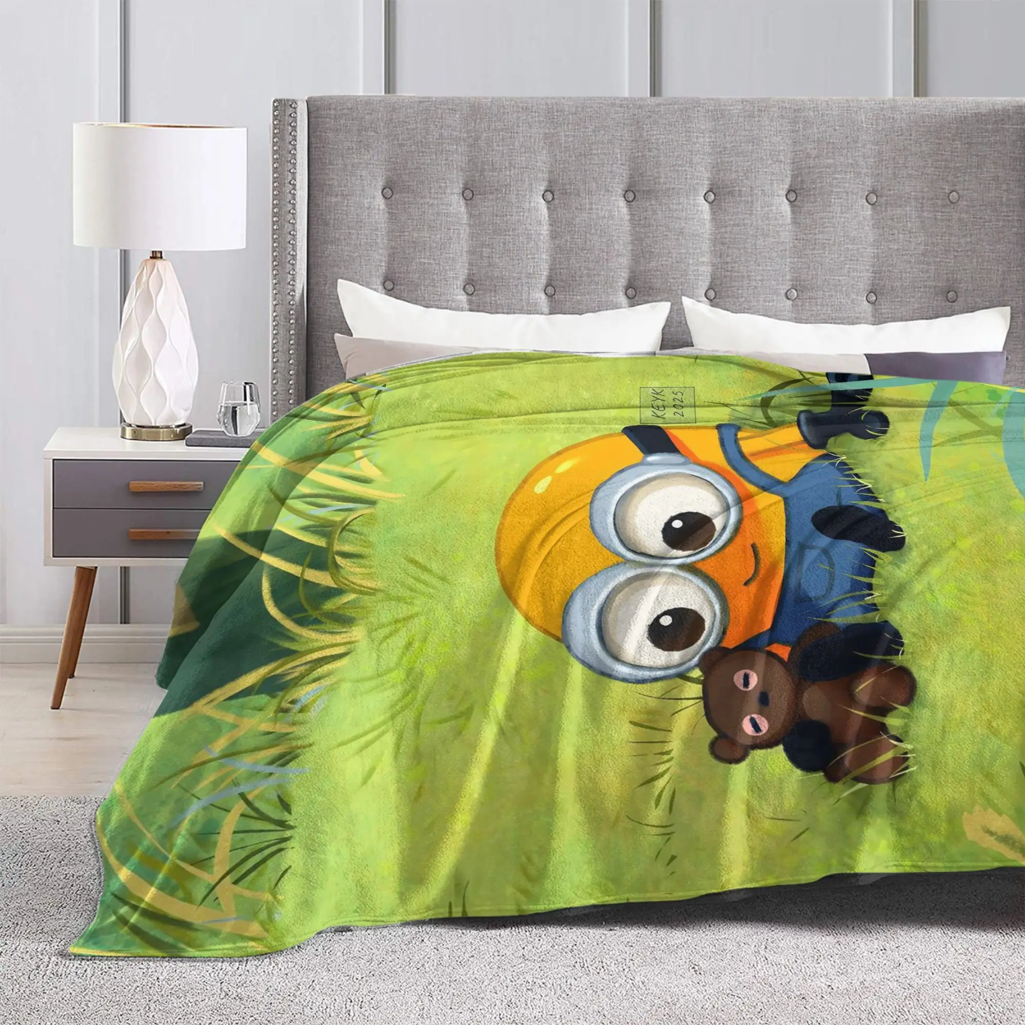 M-Minions-s Bob Kevin Cartoon Blankets Flannel Textile Decor   Multifunction Super Warm Throw Blankets for Bed Outdoor Bedspread