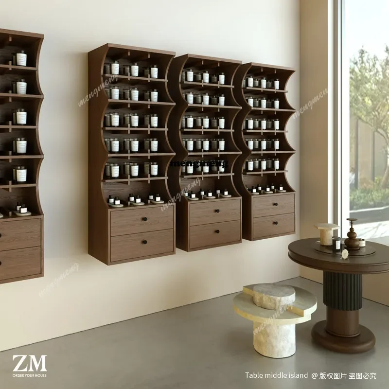 Y136 Fragrance essential oil display cabinet Combination product display cabinet Beauty salon product display cabinet Wood