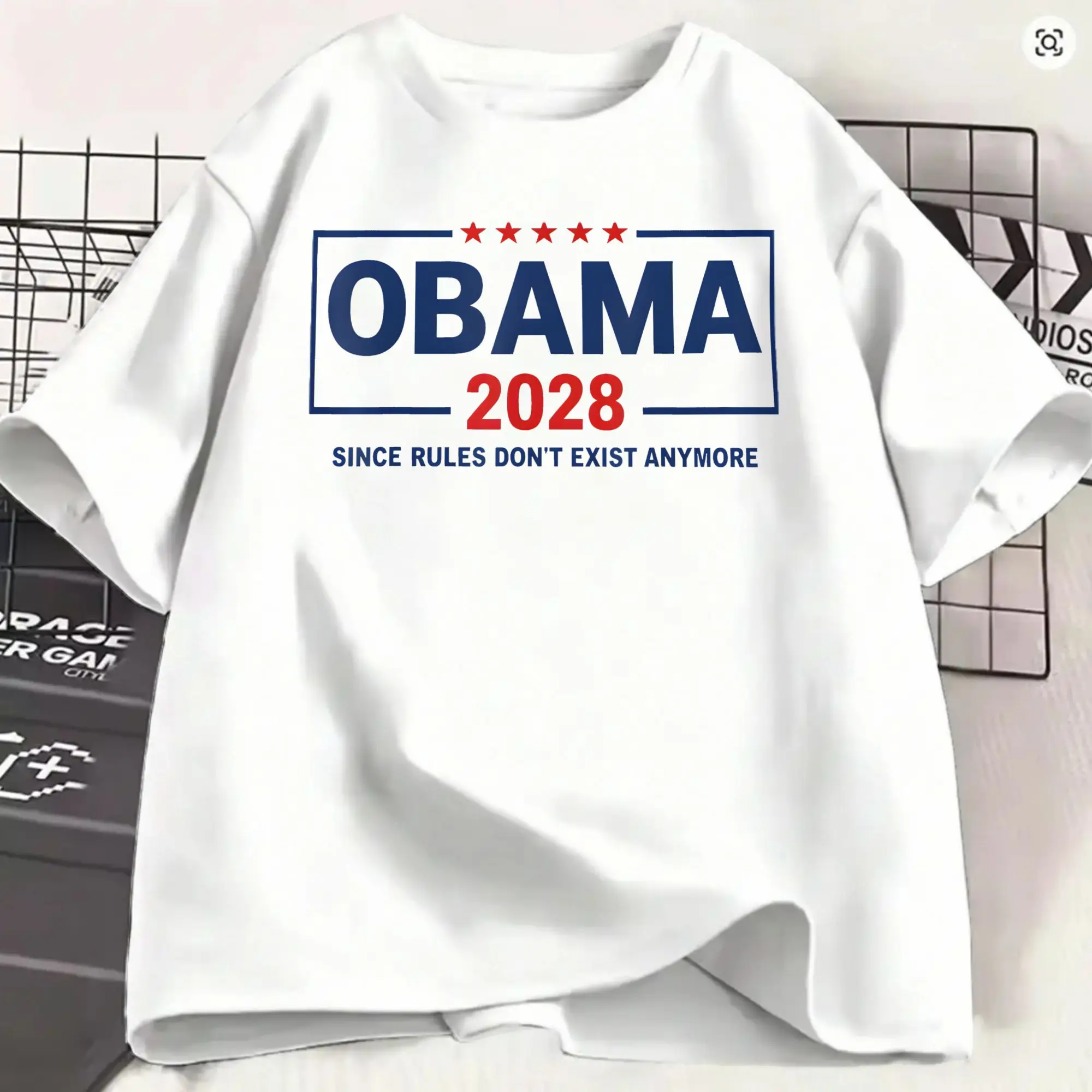 Obama 2028 Since Rules Don't Exist Anymore T-Shirt Summer 100% Cotton T-Shirts For Men's Leisure Print Short Sleeve Y2K Clothing