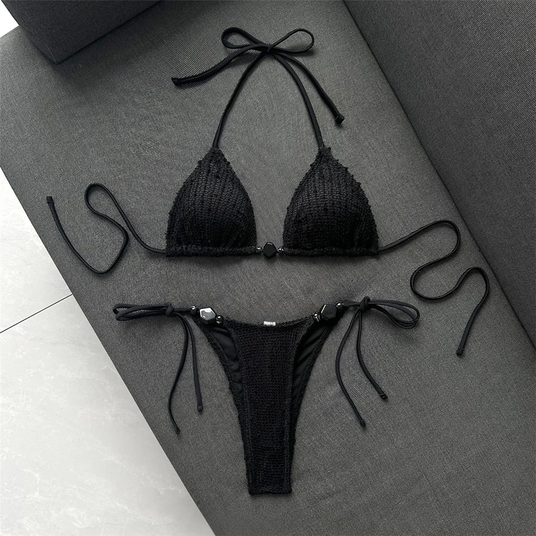 Halter-Netz-Bikini, Damen-Badebekleidung, zweiteiliger Bikini, hoch geschnittene Beine, gepolsterter Badeanzug, Badeanzug, Schwimmbekleidung V8339 – Detail 10