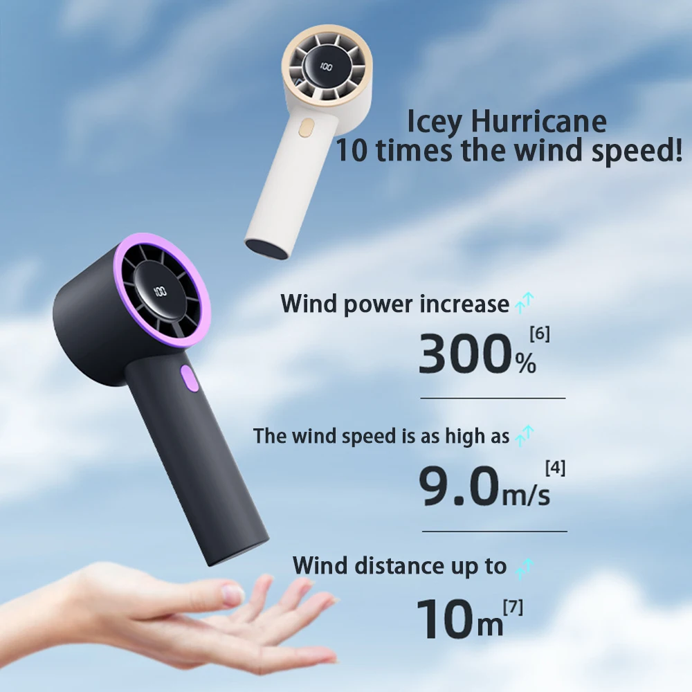 Ventilador Turbo de mano, dispositivo portátil con batería de 10000mAh, 5 velocidades, para viajes al aire libre y Camping