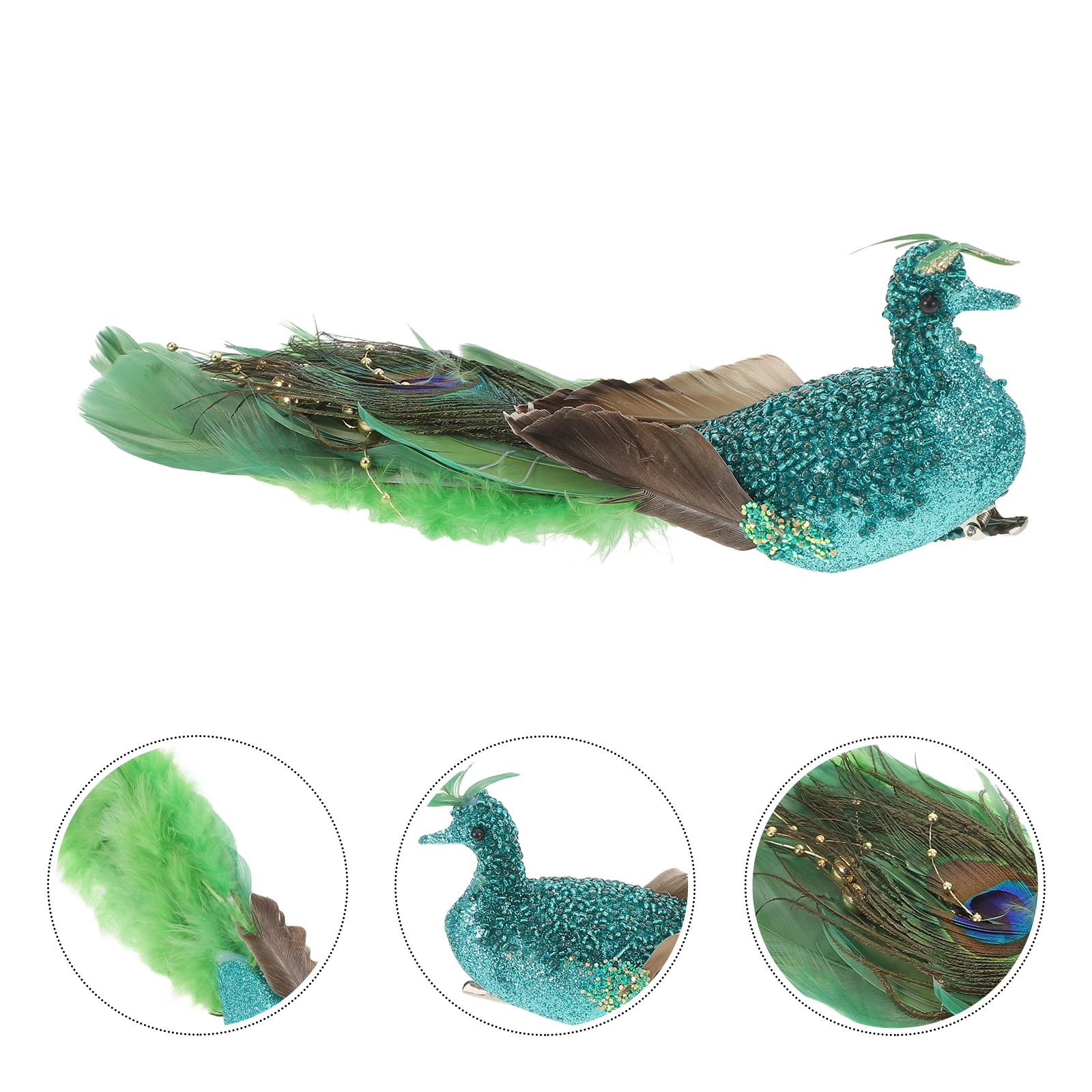 

Glitter Peacock Tree Ornament Artificial Hanging Decorations Holiday Xmas Party Home Decorative Fake Bird Figurines Props Foams