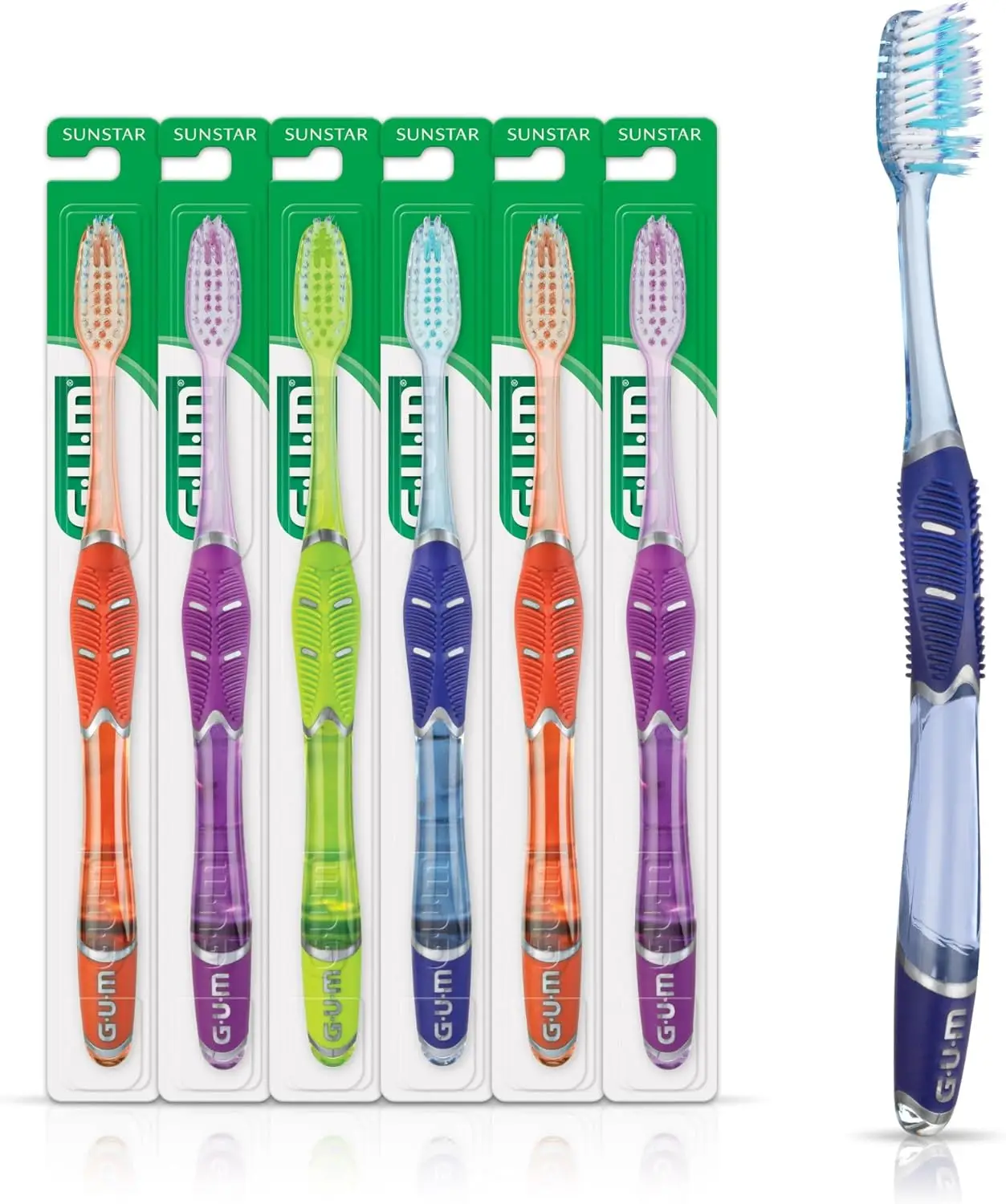 

Ultra-Soft Toothbrush with Fine Tapered Bristles for Deep Cleaning, Full Head, 6-Pack