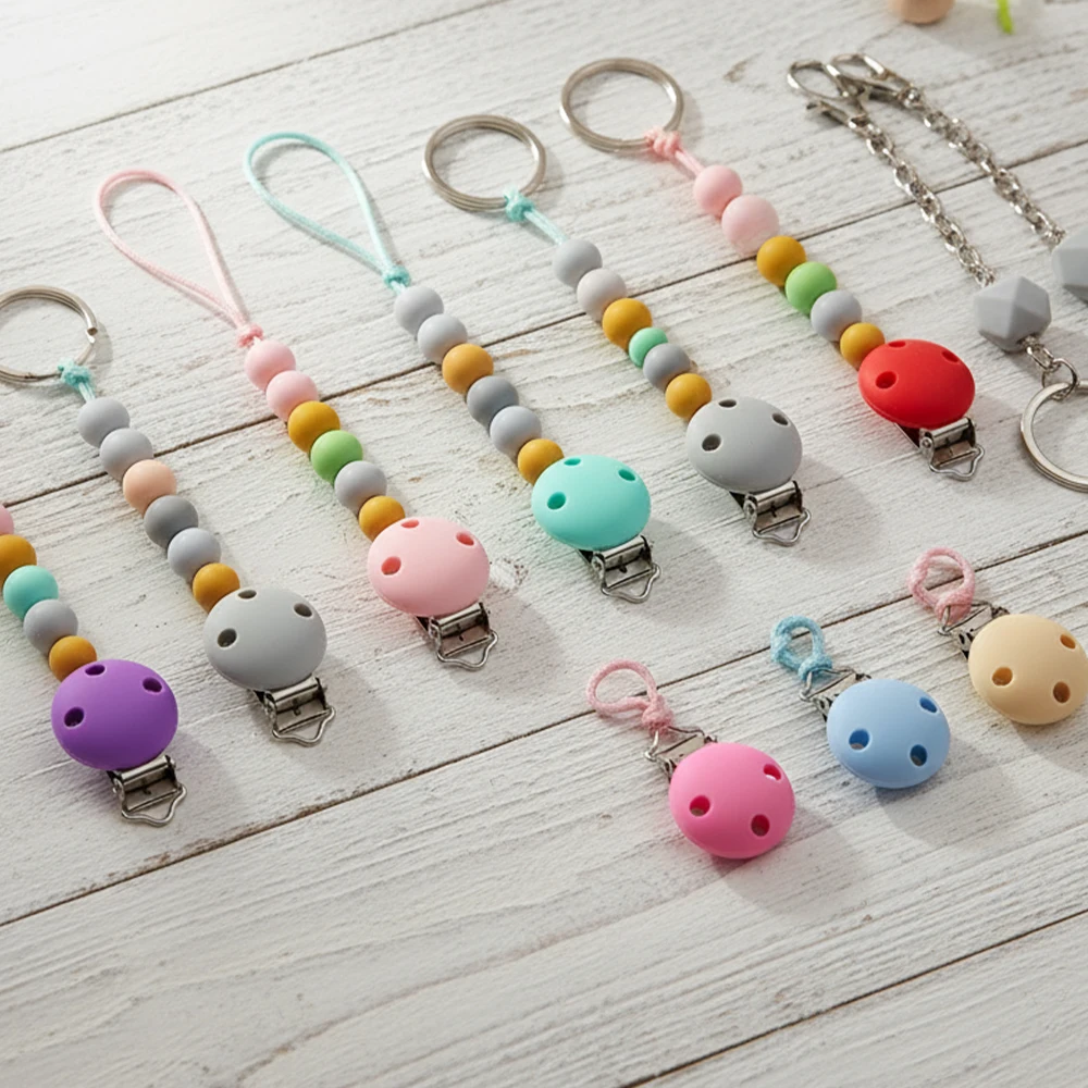 

30/60/90pcs 30/35mm New Silicone Round Shape Metal Clips DIY Jewelry Bag Hat Chain Keychain Clamps Handmade Accessories ﻿