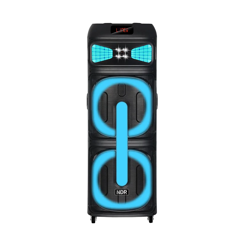 

NDR-2250 Dual 12 Inch RGB Light Outdoor Party Speaker BT Multifunction Trolley Karaoke Speaker Battery Home Theatre