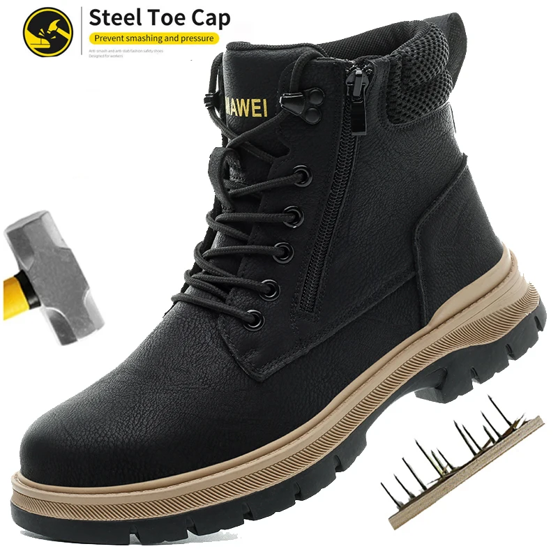 

Мужская защитная обувь со стальным носком, устойчивые к ударам и проколам рабочие ботинки, сверхмощные промышленные походные кроссовки для строительства