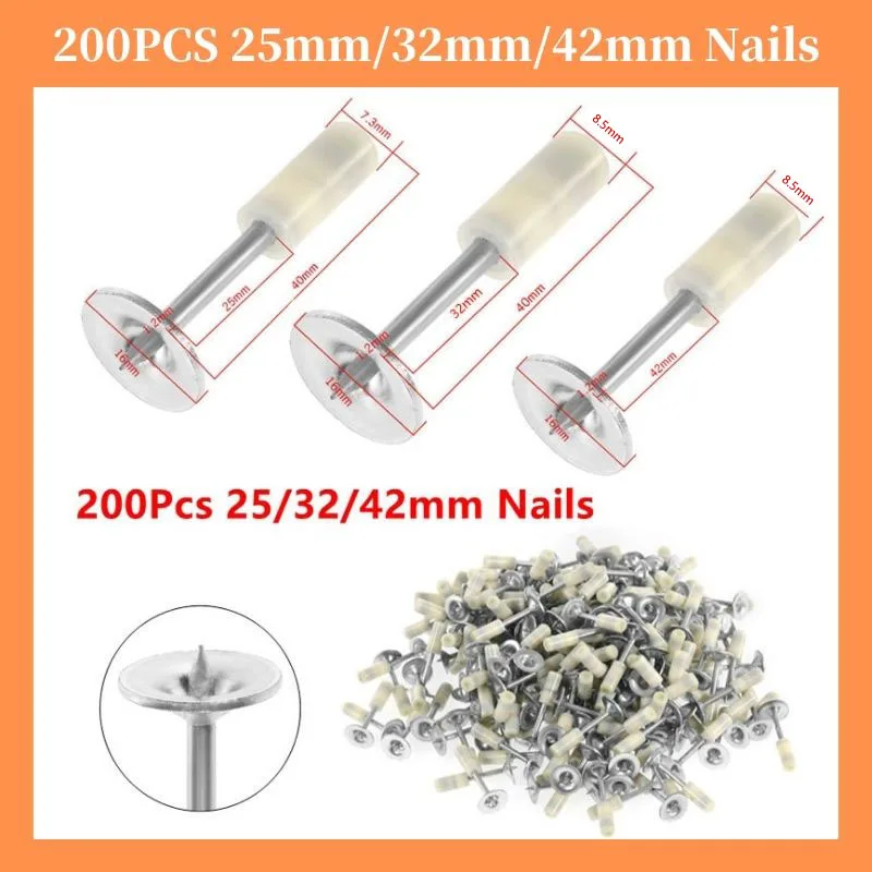 

200Pcs 25mm/32mm/42mm Round Nail Manual Fire Round Nail Gun Fixed Peg Ceiling Artifact Diameter 7.3mm/8.5mm For Mini Ceiling Gun