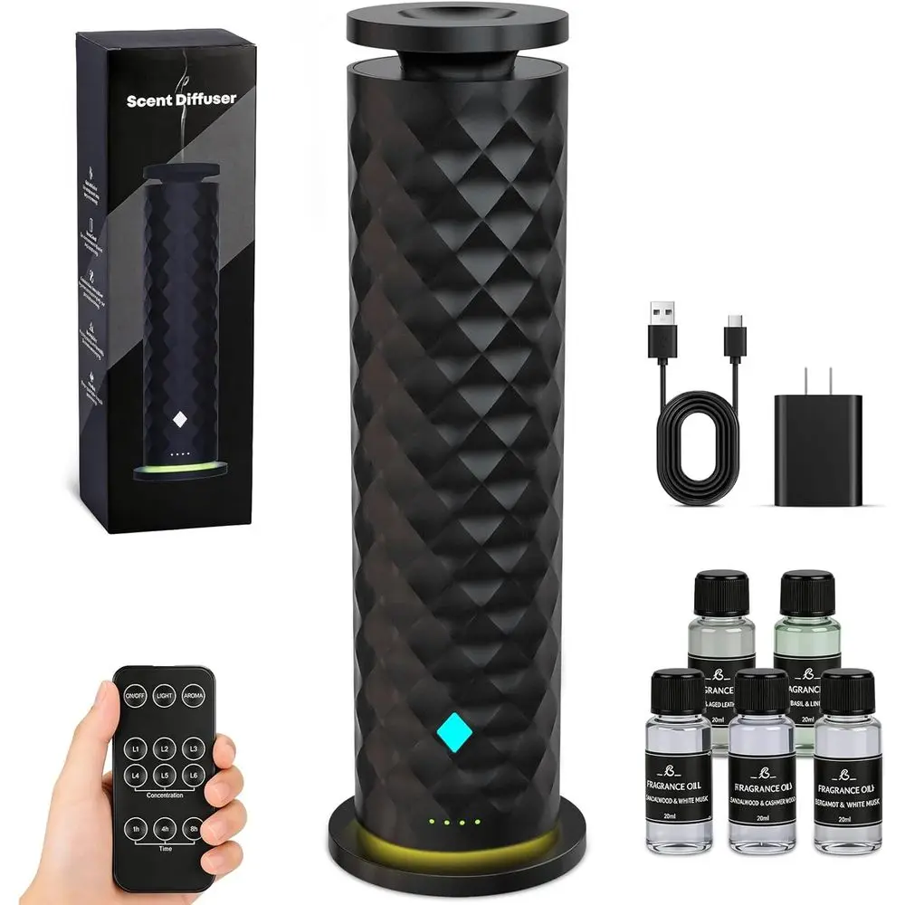 Compact Cold Air Aroma Diffuser Starter Kit with 5 Scent Oils for 1000 Sq Ft Spaces - Ideal for Home, Office, Bedroom, and Spa
