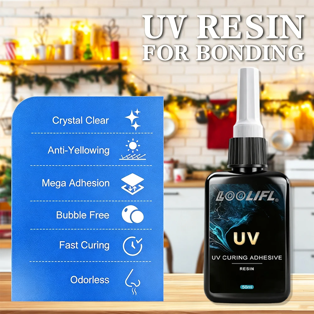UV Glue High Gloss Crystal Clear Fast Curing UV Curing Adhesive Yellowing Resistant Epoxy  for  DIY  Jewelry  Handicraft Casting