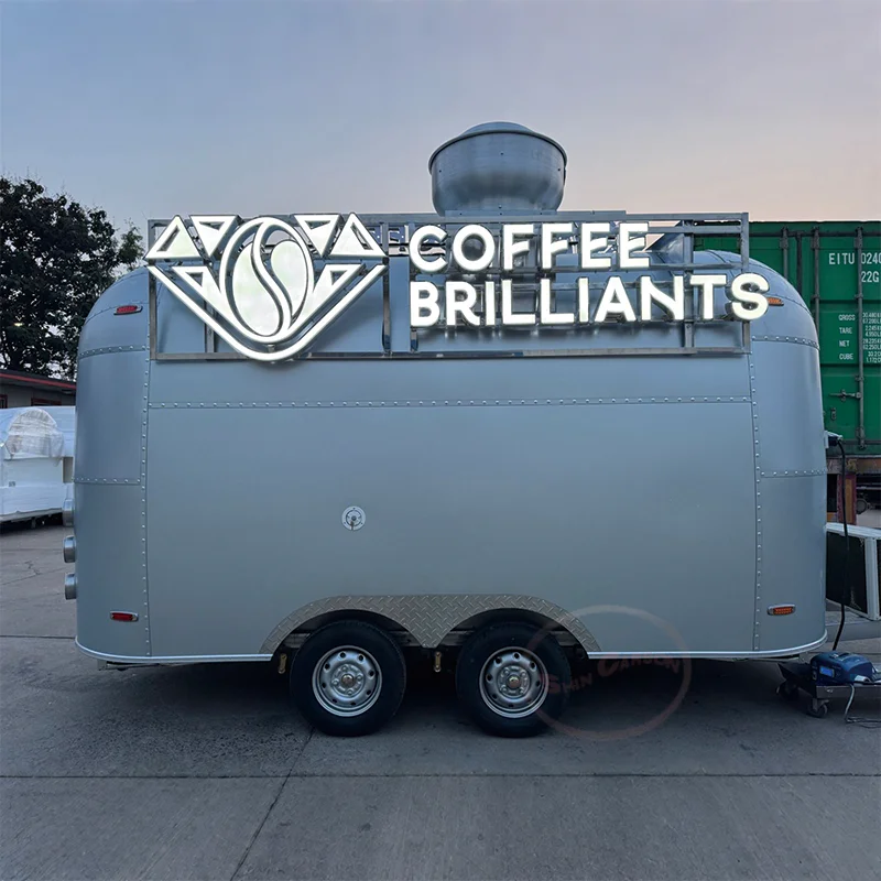 

Stainless Steel Fast Food Truck for Sale Mobile Snack Ice Cream Cart Customizable Food Trailer Business Opportunity