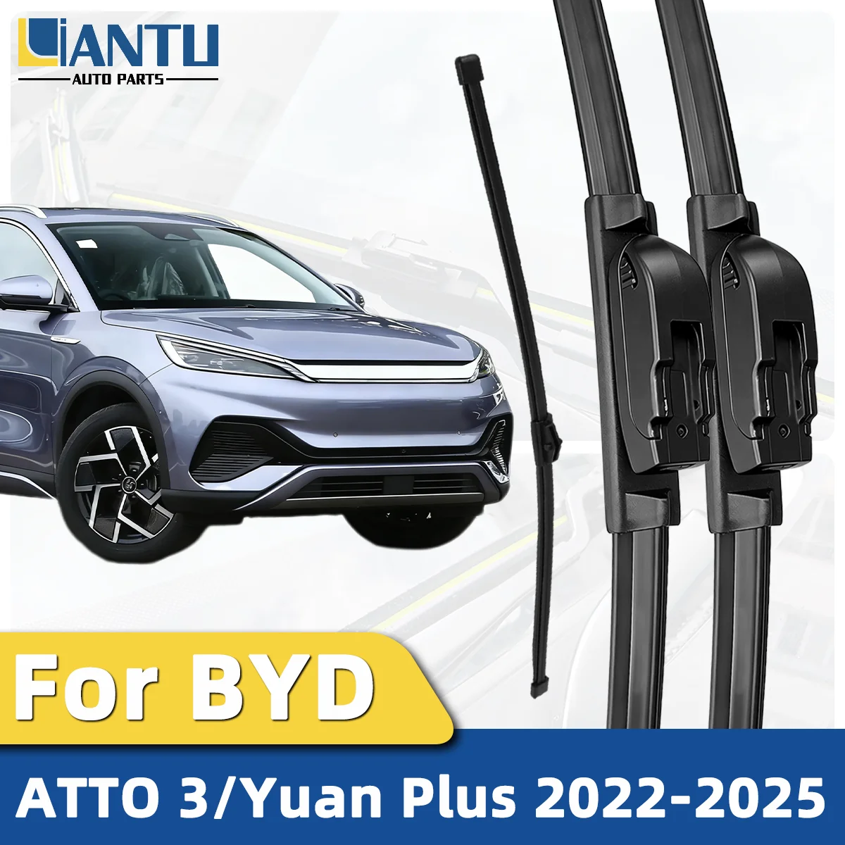 1/3-teiliges Front- und Heckwischer-Set für BYD ATTO 3/Yuan Plus 2022-2025 Windschutzscheibenwischer Geräuscharmer Wischer Zubehör 2024 2023 2022
