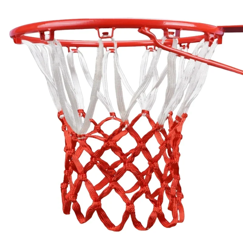 High Quality Durable Standard Size Nylon Thread Sports Basketball Hoop Mesh Net Backboard Rim Ball Pum 12 Hooks Net