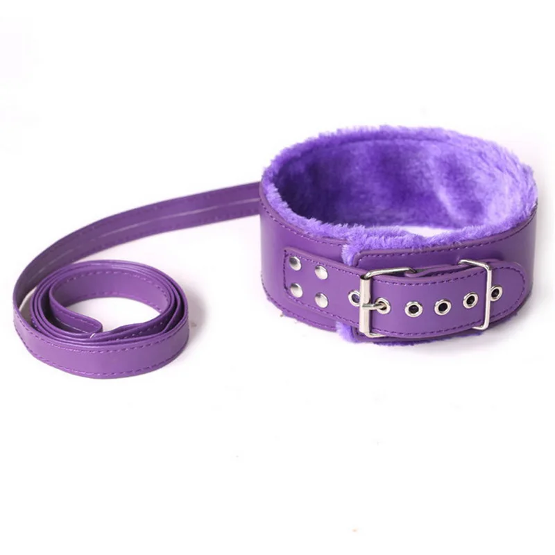 Collier BDSM en cuir et laisse en peluche pour adultes, fétiche, bondage, sexe, jouets SM, contraintes, jeux pour couples, femmes, hommes