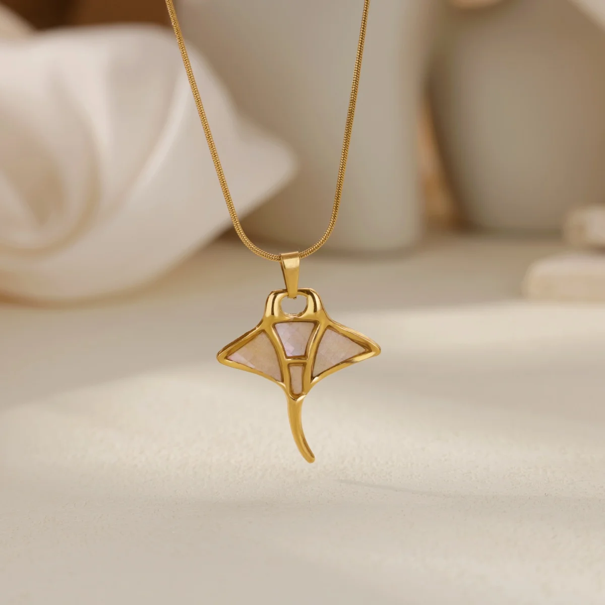 Drip Oil Ocean Devilfish Pendant Necklace For Women Gold Color Stainless Steel Necklaces Summer Waterproof Beach Jewelry