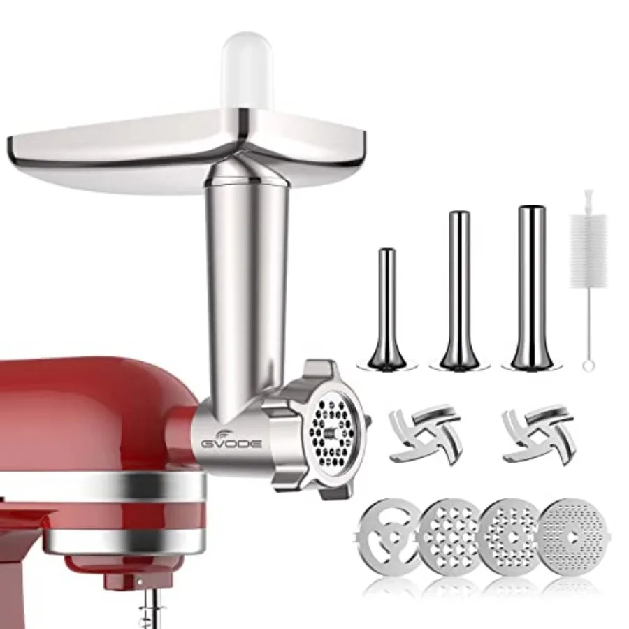 Metal Meat Grinder Attachment for KitchenAid Stand Mixer Meat Grinder for Kitchen Aid Includes 4 Grinding Plates 3 Sausage Stuf