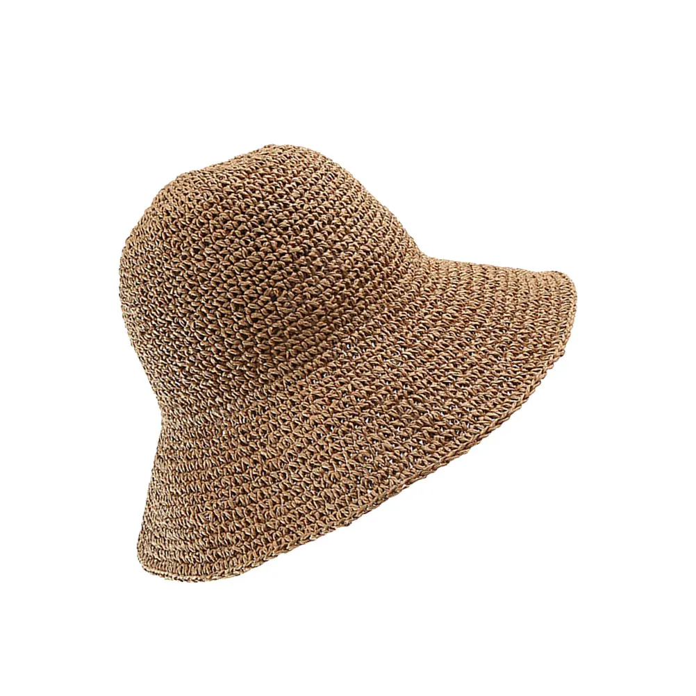 

Straw Sun Hat Wide Brim Beach Outdoor Elegant Women Sombrero UV Protection Bucket Hats Lightweight Breathing Travel Accessories