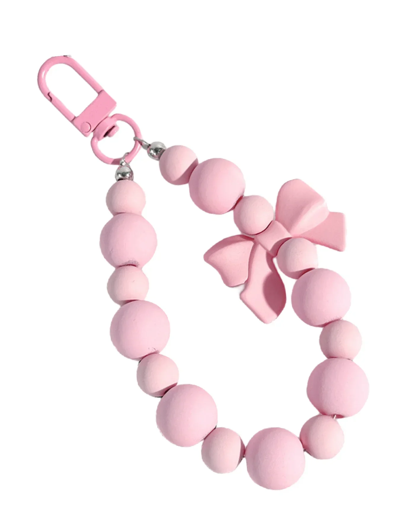 1pc Pink Pearl Bow Keychain Mobile Phone Chain Earphone Case Anti-Lost Strap Car Keychain Beaded Decoration Backpack Pendant Accessory Bag Accessories Gift Gift Accessories Decor For Teen Girls Women  image 2