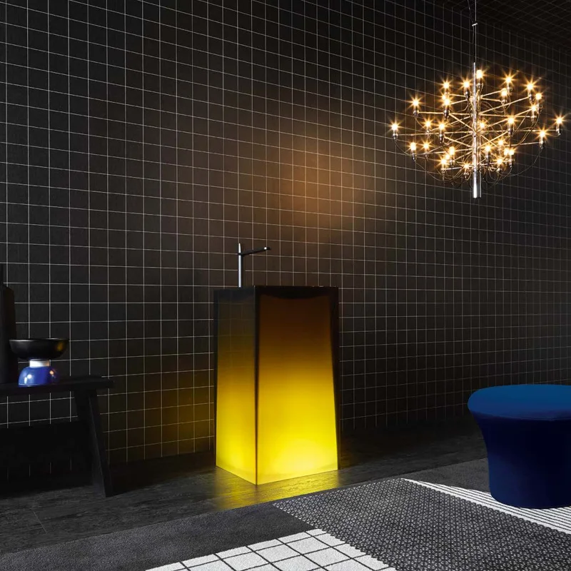 Crystal Toilet Art Villa Transparent Luminous Column Washbasin One Floor-to-Floor Transparent Column Basin Bathroom Sink