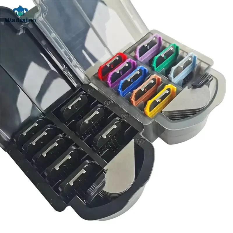 9pcs-eco-friendly-professional-a5-pet-hair-clipper-combs-and-guides-for-adjustable-clipper-guard-plastic-5-in-1-styling-tool