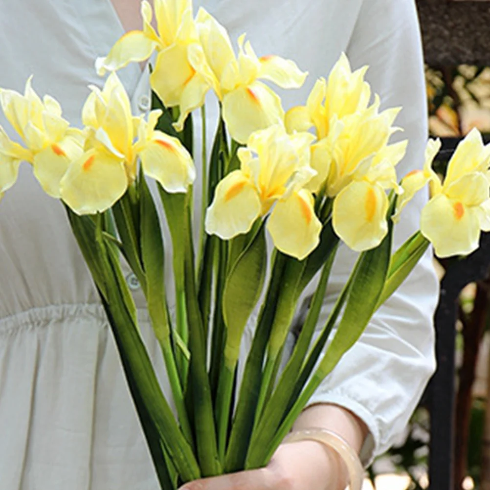

1Pcs PU Iris Artificial Flower Lifelike Fake Flower Wedding Home Office Party Decoration Yellow Wedding Decoration
