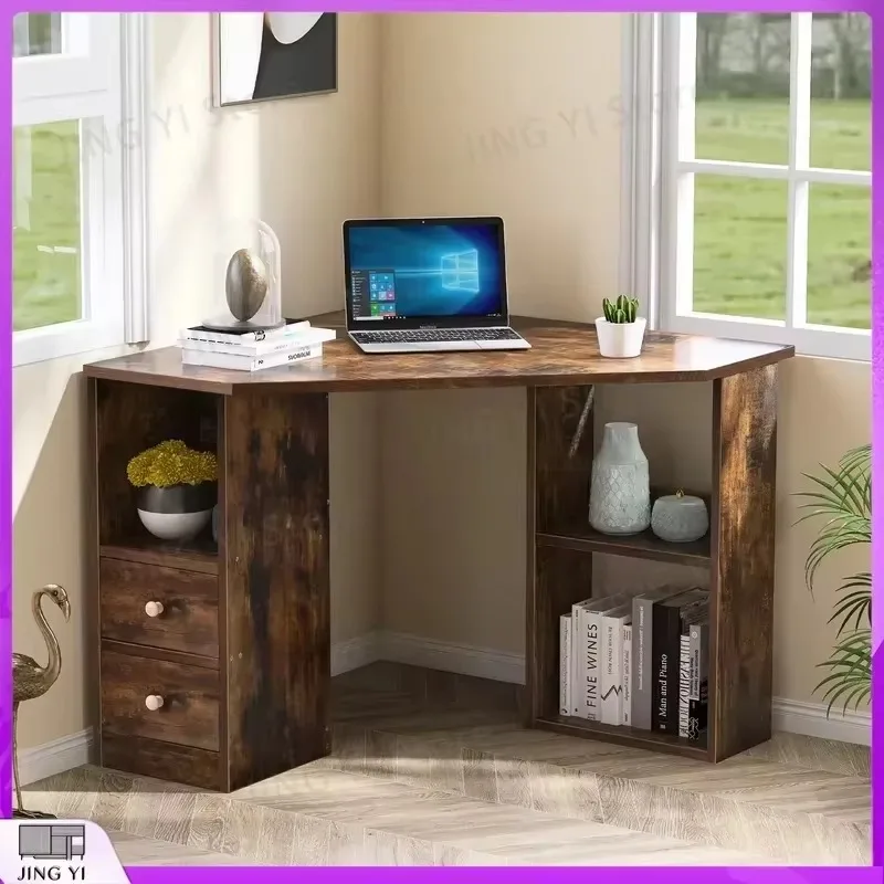 

L Shaped Computer Desk Corner Desk with Large Storage Space Study Desk Laptop Table for Home Office Workstation Adjustable