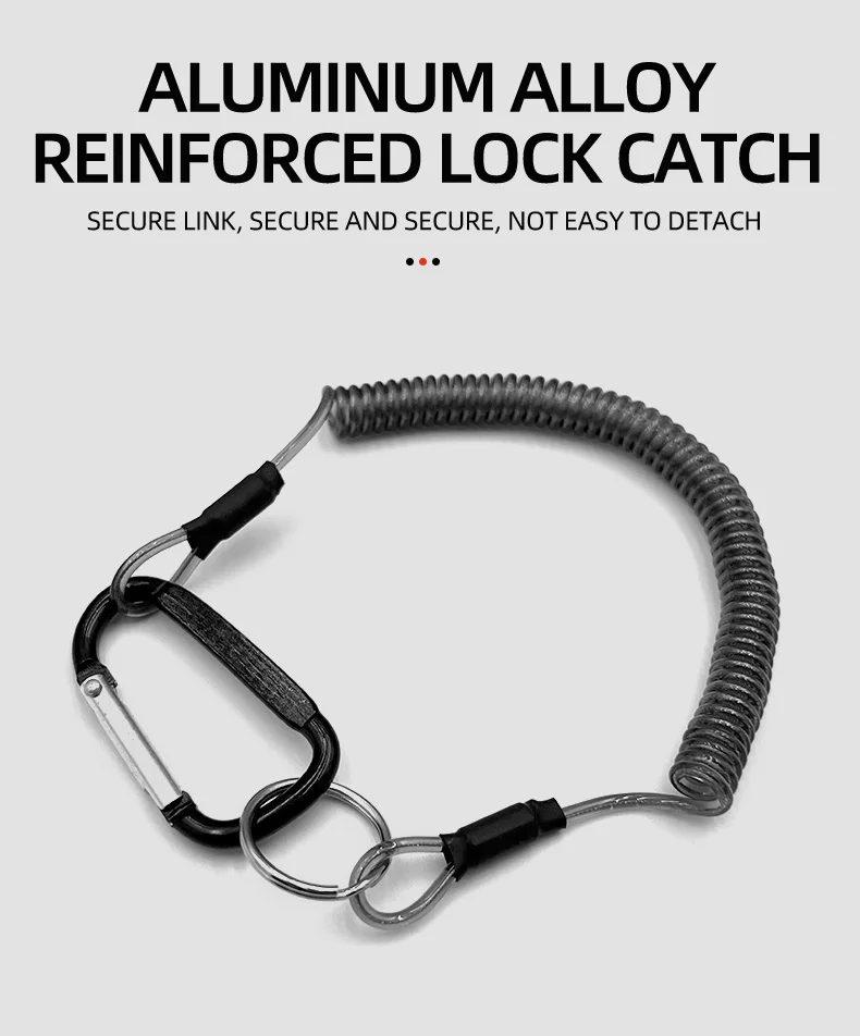 ShareShark 2 Stück/Beutel Drahtseil-Sicherheitsseil mit Karabiner Verlustsicheres Spiralförmiges Umhängeband Angelzubehör – Detail 4