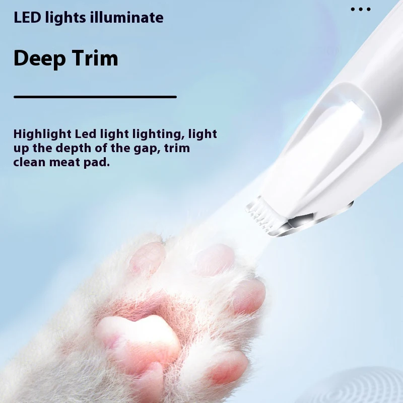 Pet Dog Electric Groomer Trimmer with LED Light Waterproof Pet Foot Hair Trimmer Low Noise Cat Dog Face Foot Ear Hip Paw Shaver